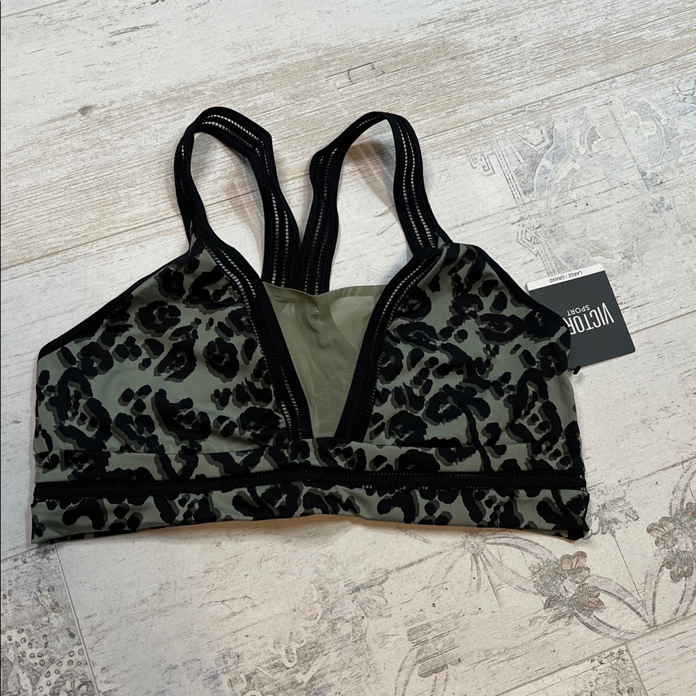 Victoria Secret Sport Green Leopard Print Sports Bra Size Large